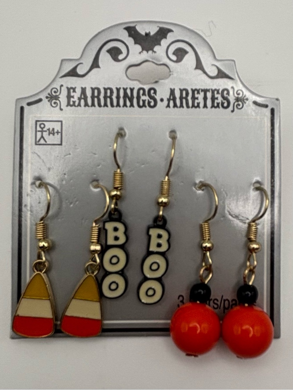 Kids Halloween Earring Set - Orange "BOO" Candy Corn & Pumpkin Dangles
